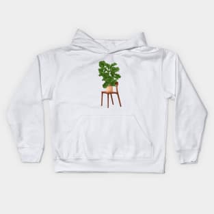 Trendy Plant Art, Botanical illustration, Fiddle Leaf Fig 61 Kids Hoodie